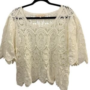 Solitaire Cropped Crotchet Top Blouse L Romantic Fairy Cotton Blend Cottage